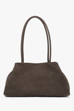 Women's Grey & Beige Shoulder Bag made of Soft Genuine Velour Estro ER00116817.