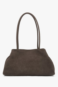 Women's Grey & Beige Shoulder Bag made of Soft Genuine Velour Estro ER00116817.