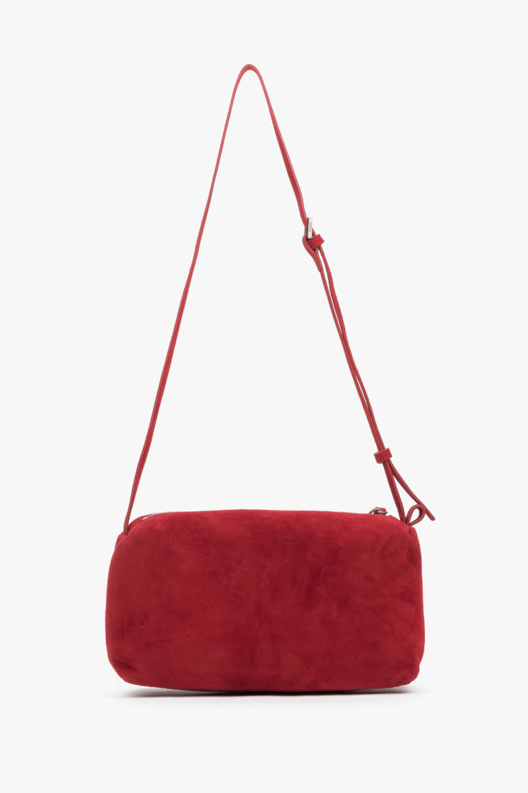 Close-up of soft red natural velour texture.