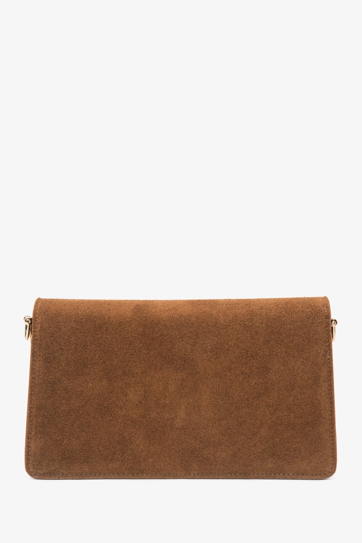 Back of small bronze genuine velour shoulder bag.