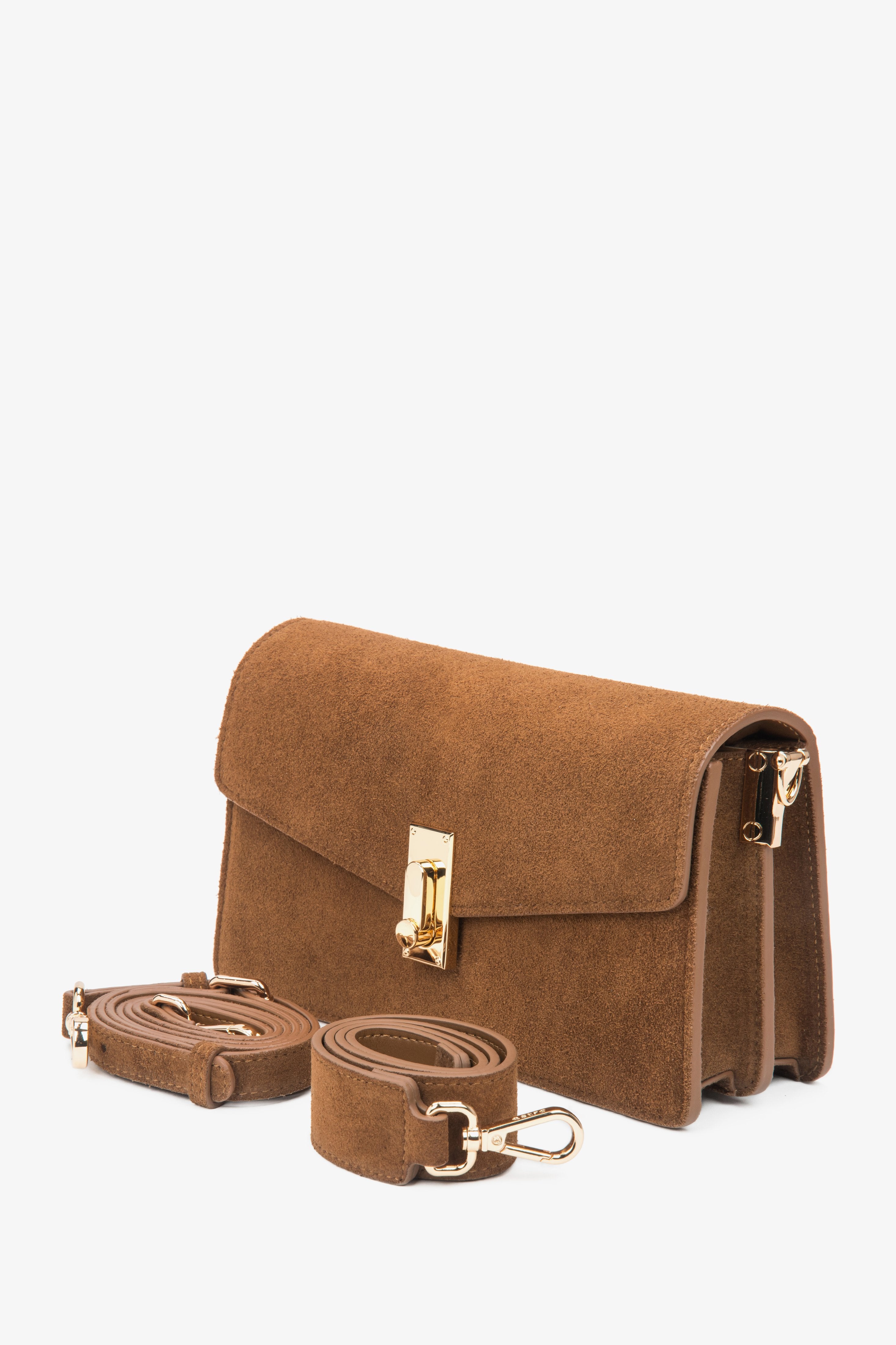 Small bronze shoulder bag in genuine velour Estro.