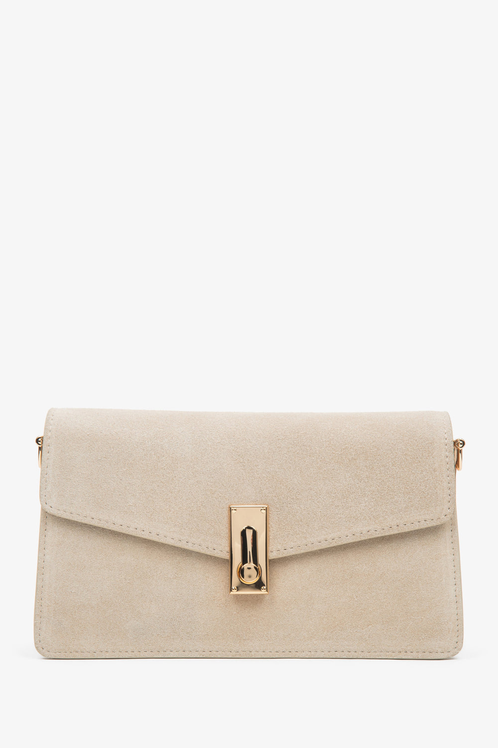 Women’s Small Light Beige Shoulder Bag made of Genuine Velour Estro ER00116852.