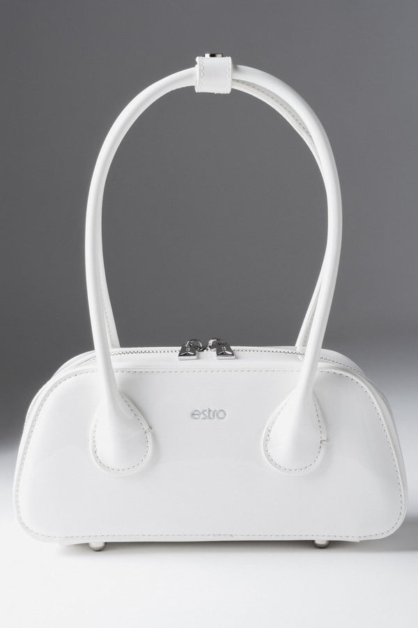 Women's White Shoulder Bag made of Patent Genuine Leather Estro ER00119409.