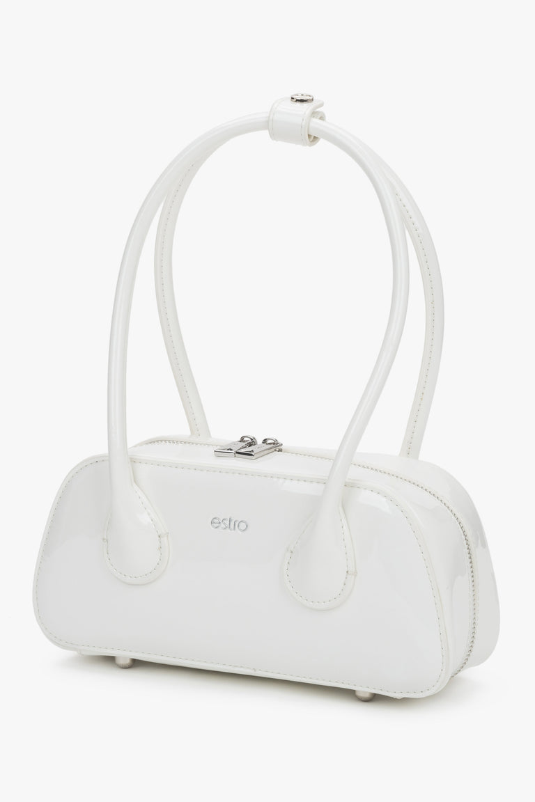White patent genuine leather bag.