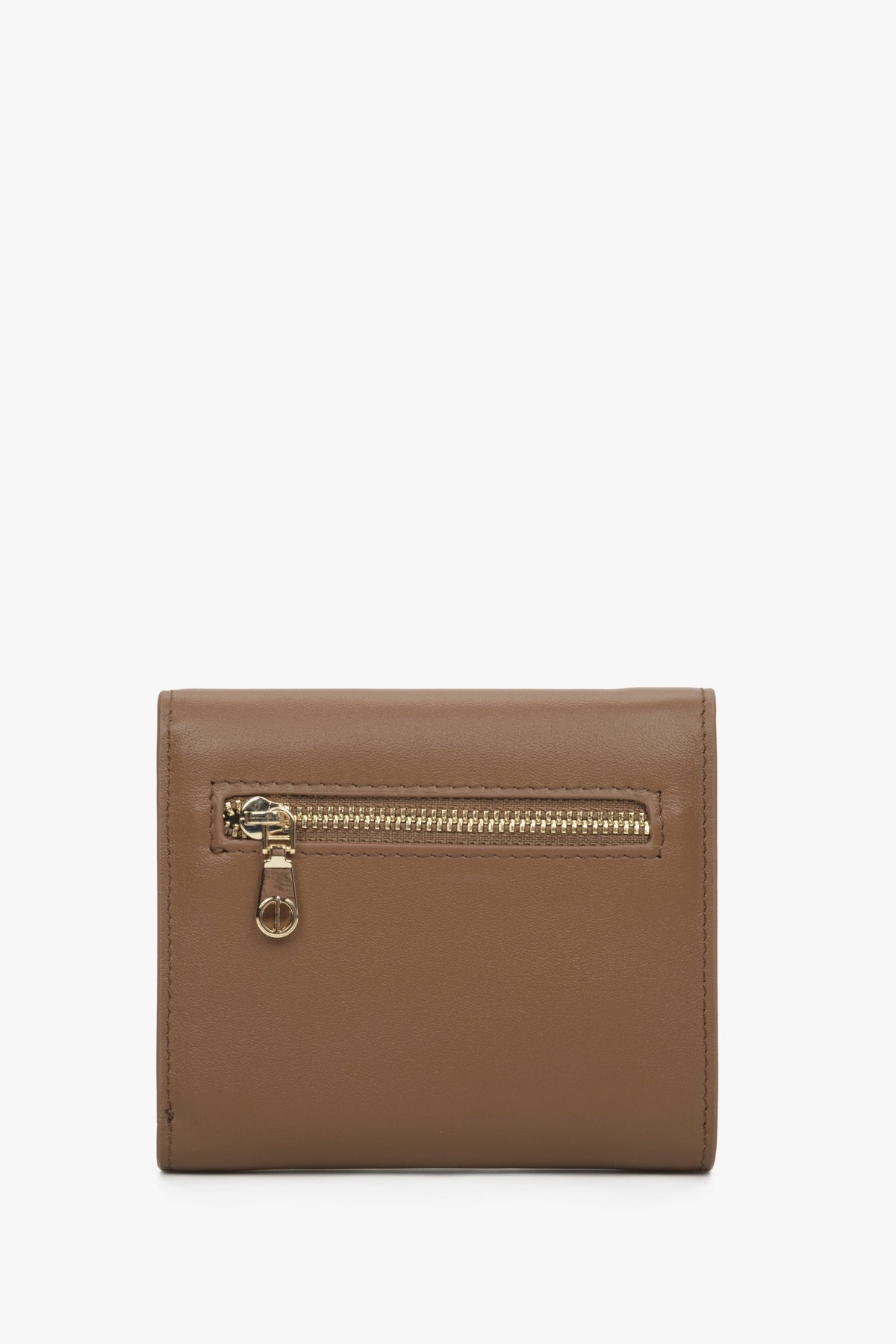 Women's brown wallet made of genuine leather - back side.