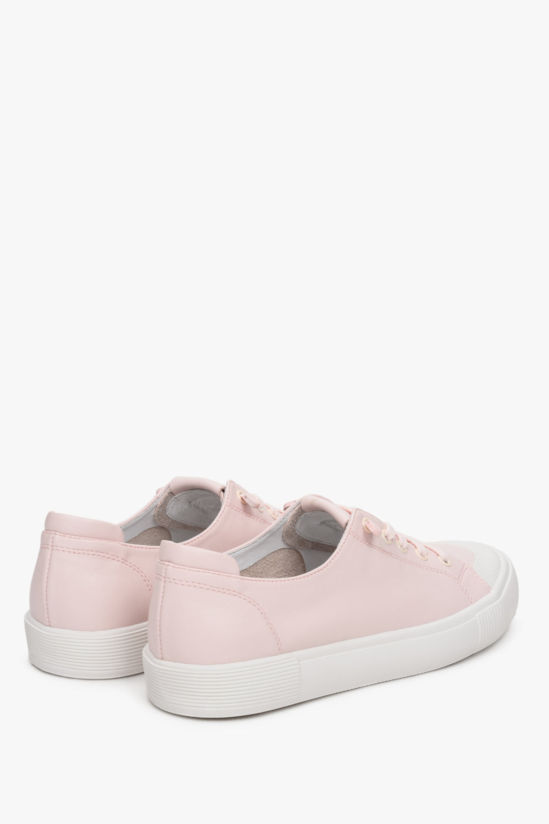 Women's Pale Pink Low-Top Genuine Leather Sneakers Estro ER00112701