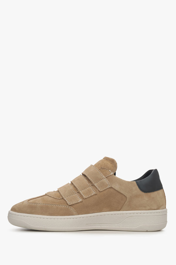 Women's Light Brown Velour Sneakers Estro - Side Profile.