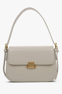 Women's Milky-Beige Leather Shoulder Bag with Gold Hardware Estro ER00115678.