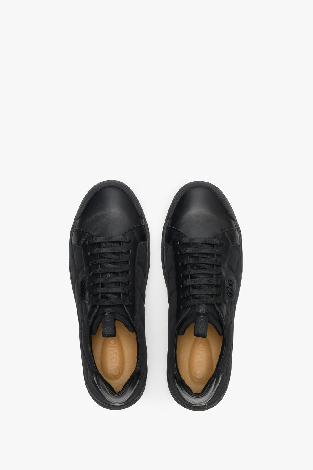 Men's black spring and autumn Estro sneakers - footwear presentation from above.