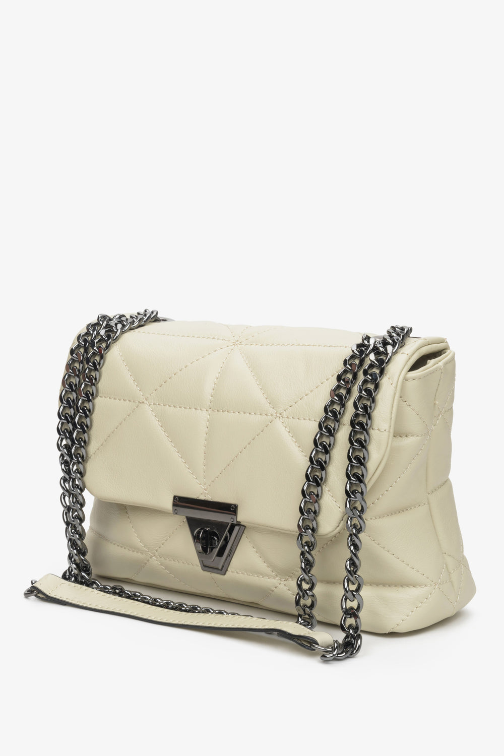 Small Women's Light Beige Handbag Genuine Leather Estro ER00108874.