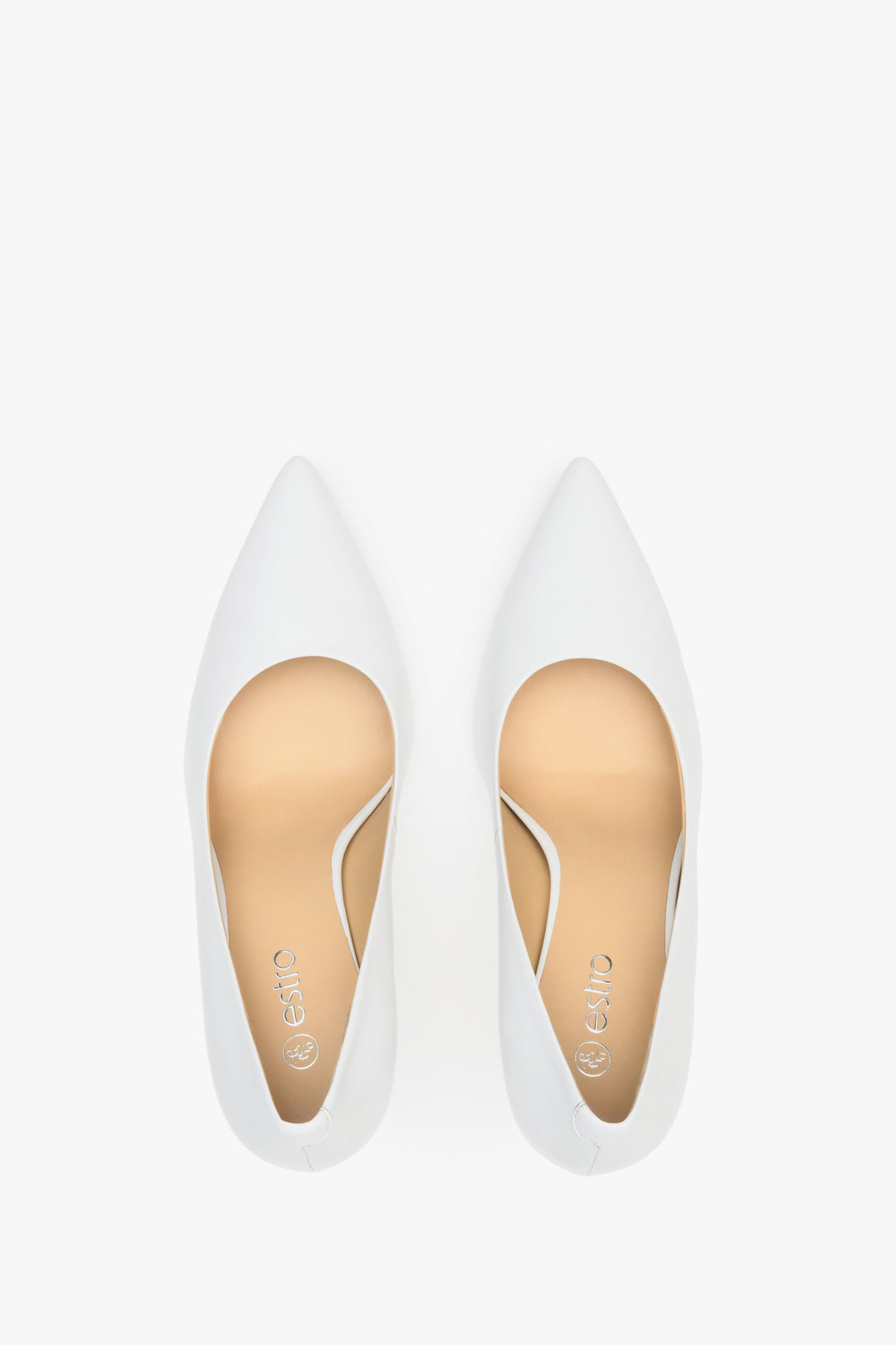 Women's pearlescent pointed heels with a tip, Estro, made of leather.