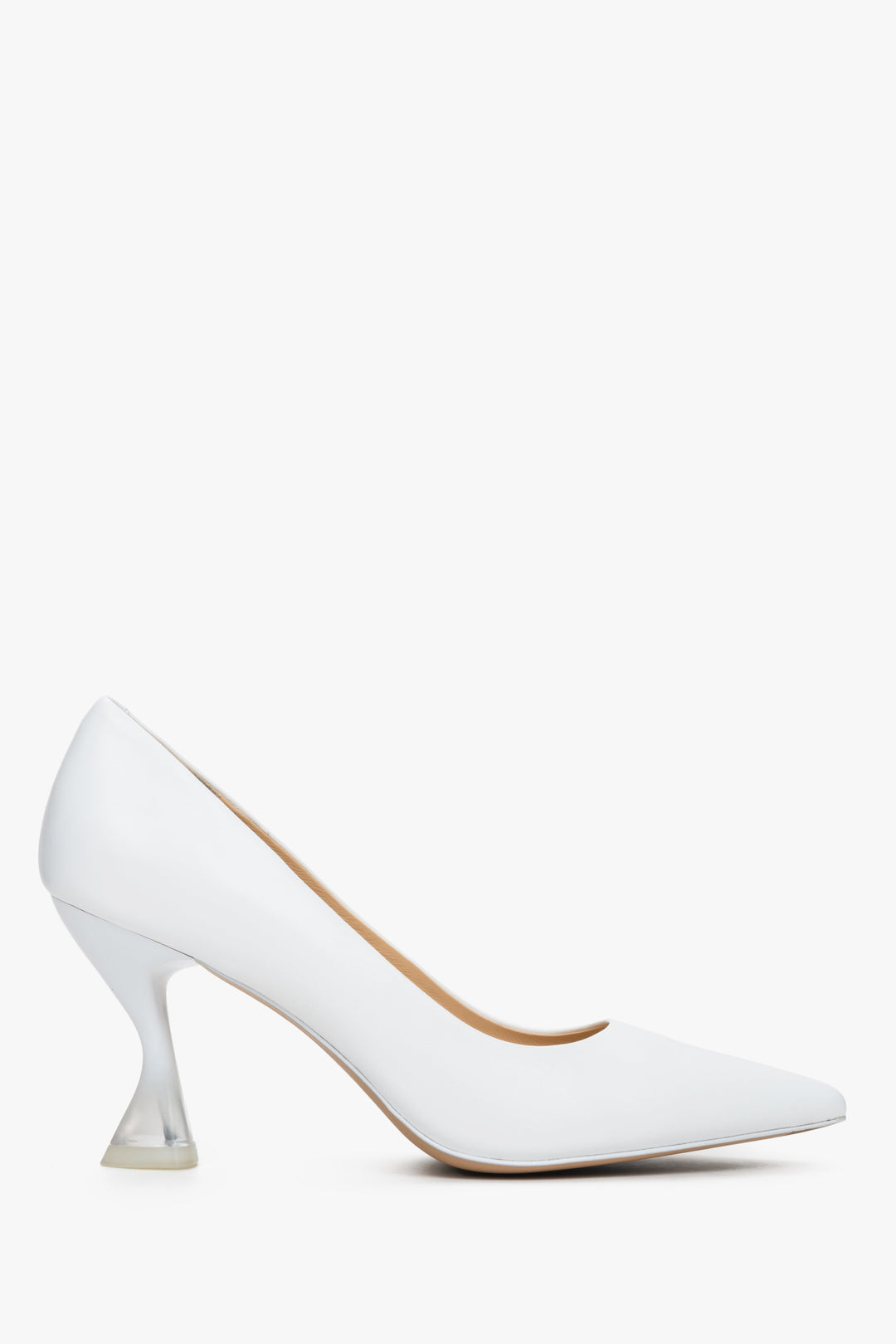 Women's White High-Heeled Pumps made of Genuine Leather Estro ER00112788.