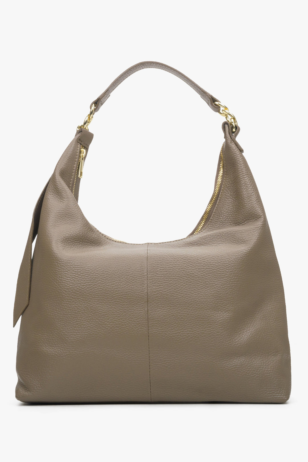 Women's beige shopper bag made of Italian genuine leather by Estro.