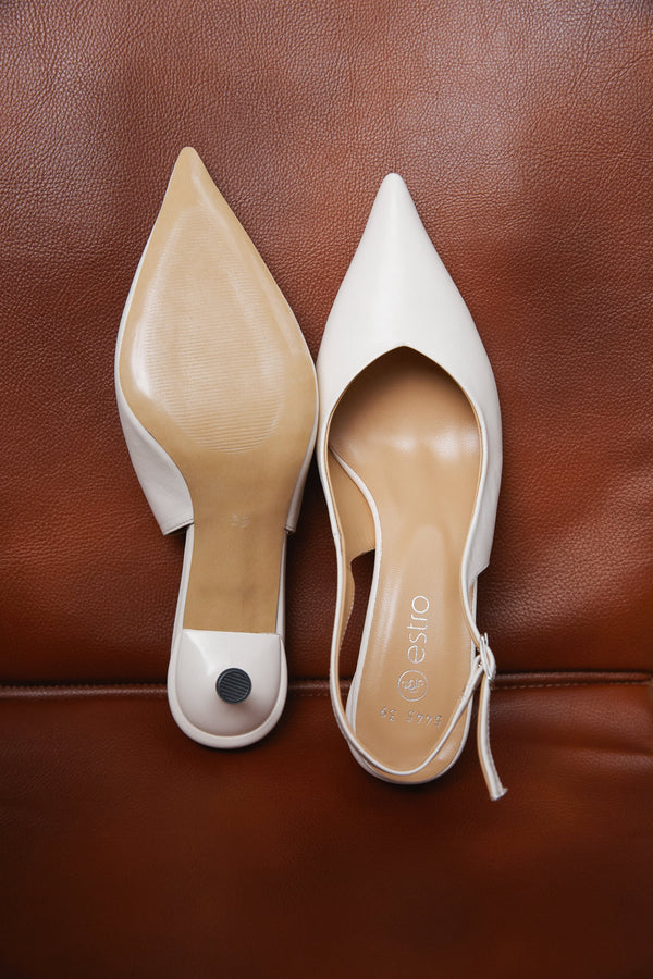 Women's white slingbacks by Estro.