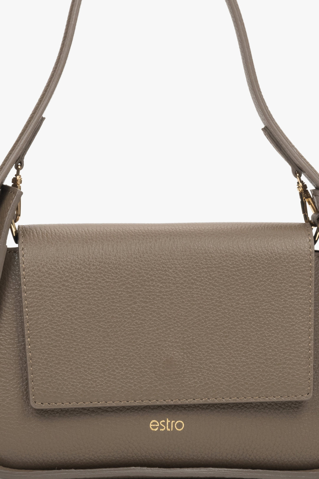 Women's brown Estro bag - close-up of details.