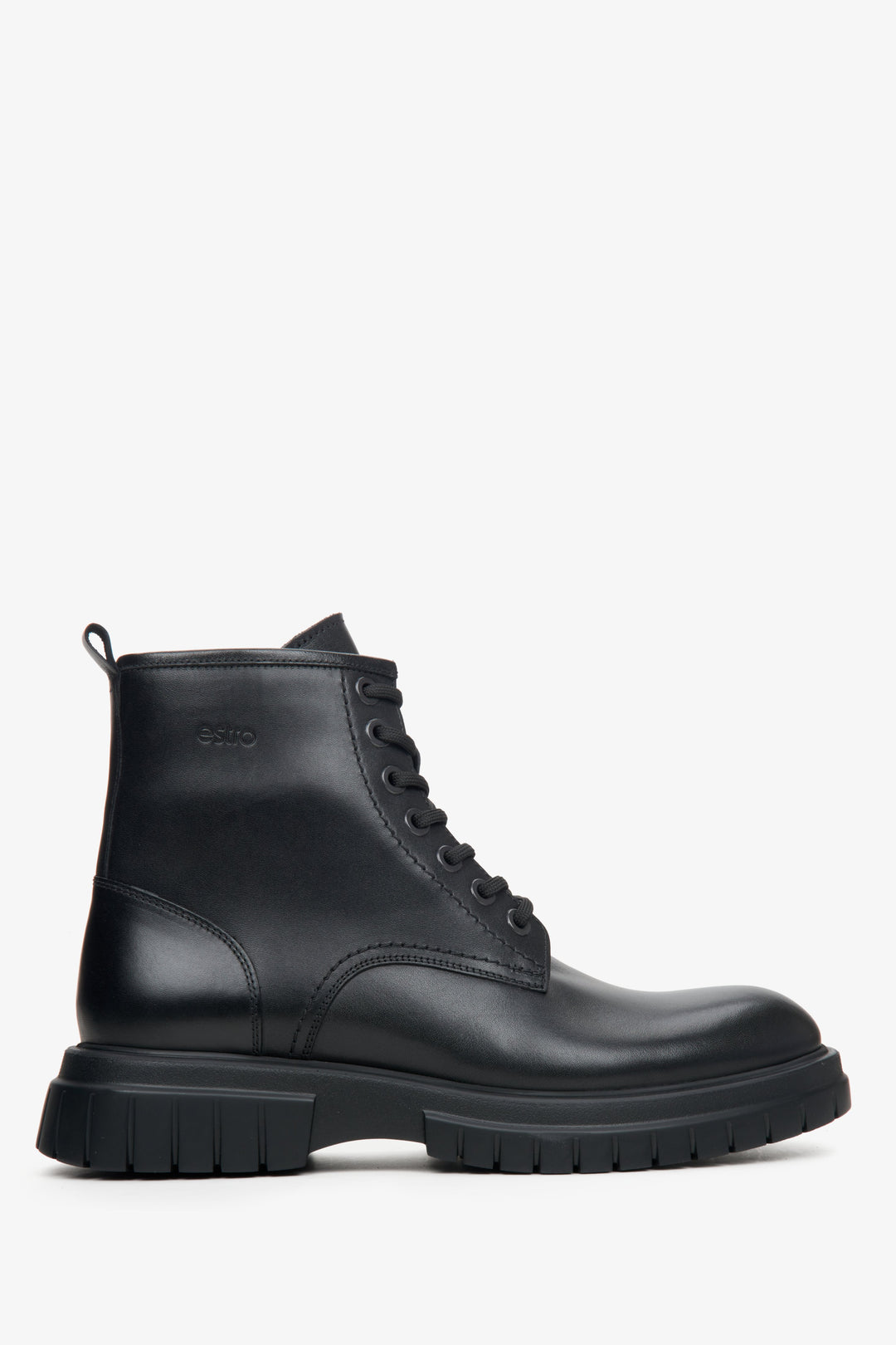 Men's Black Ankle Boots made of Genuine Leather Estro ER00114070