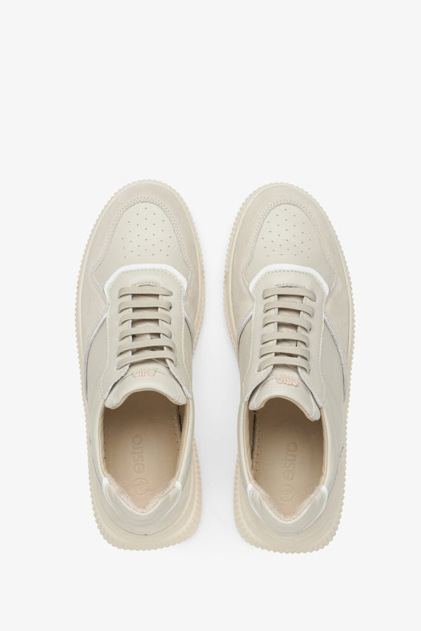 Estro women's beige and milky sneakers - top view presentation of the model.