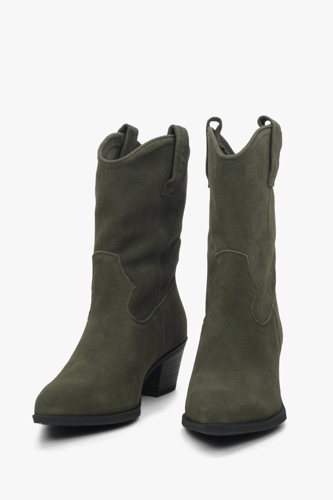 Women's Cowboy green low-cut boots by Estro - perfect for spring.