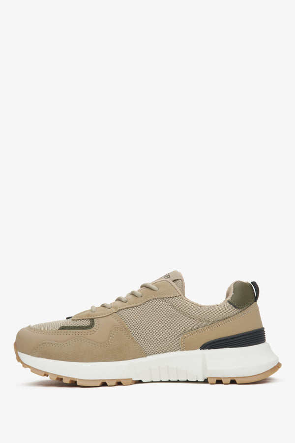 Beige sports shoes for women made of soft textiles and eco-leather, ES8 – side profile of the shoe.