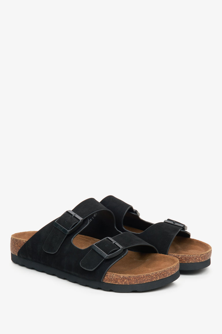 Estro men's black nubuck sandals.