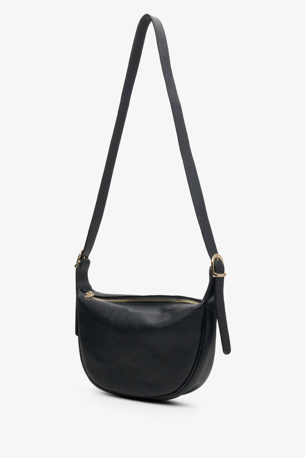 Women's Black Small Shoulder Bag made of Genuine Leather Estro ER00113702.