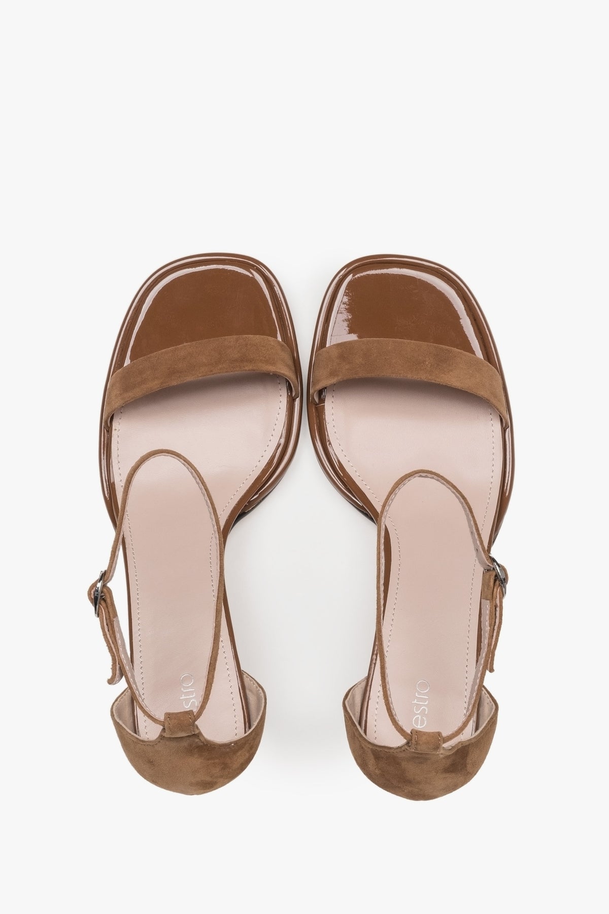Classic brown Estro women's sandals made of genuine leather – perfect for summer evenings, with an elegant heel that adds sophistication.