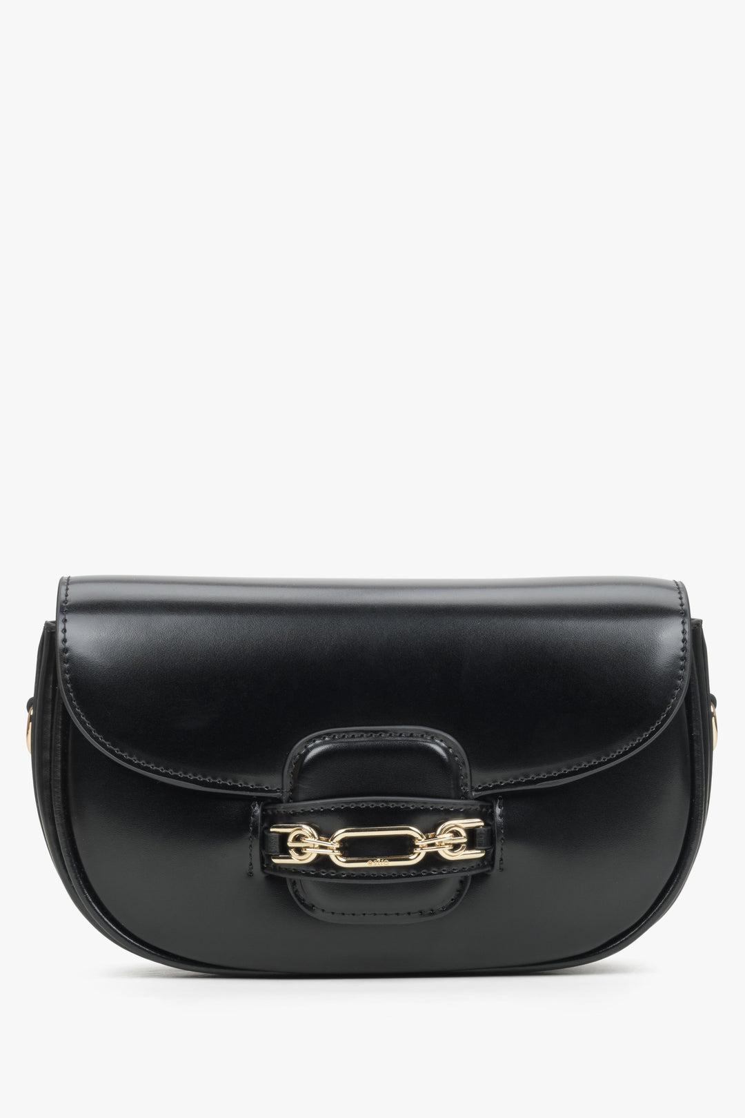 Estro women's leather bag with adjustable strap, black colour.