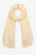 Women's Light Beige Scarf with Fringes Estro ER00112093.