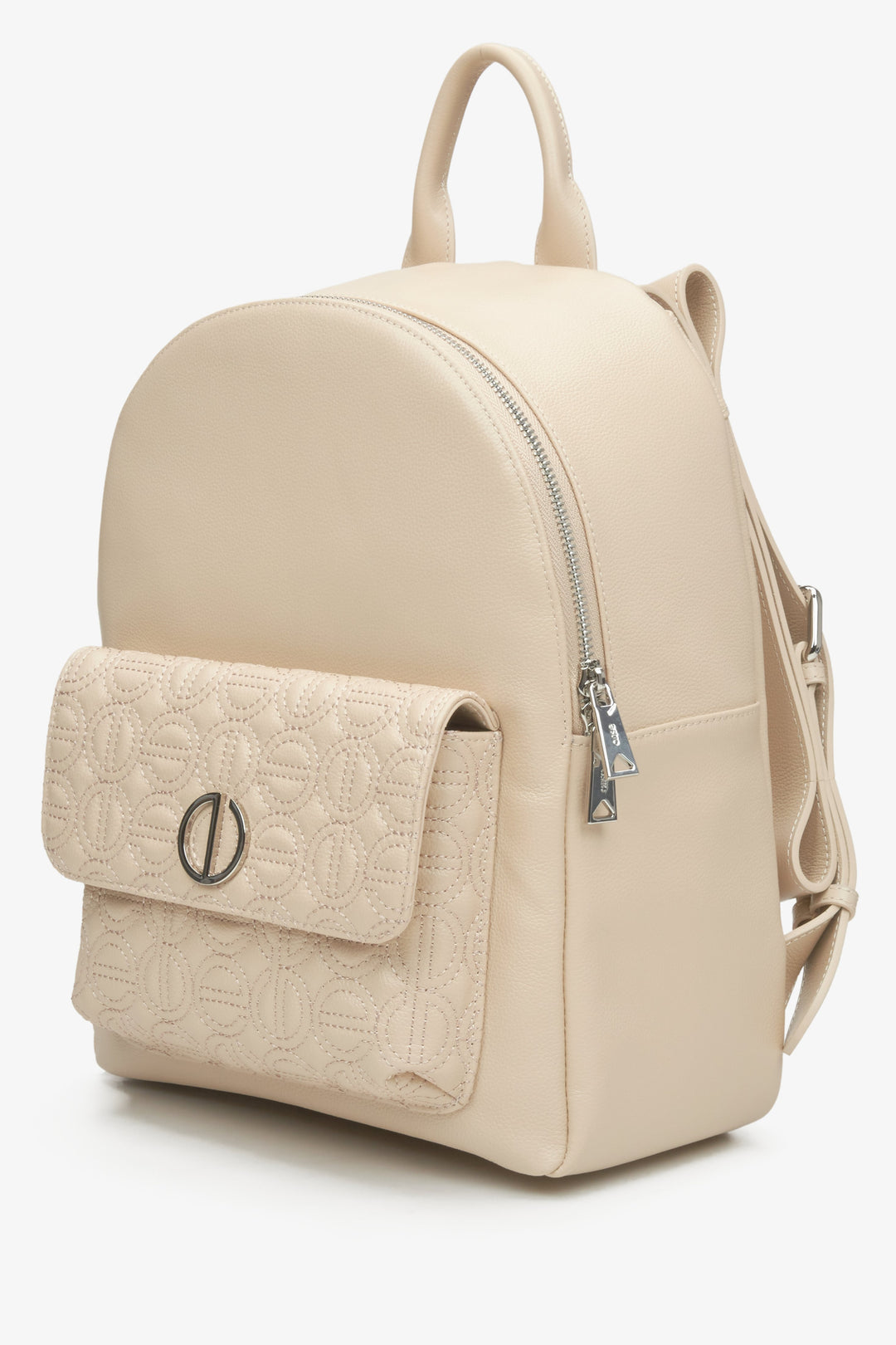 Women's light beige leather backpack by Estro.