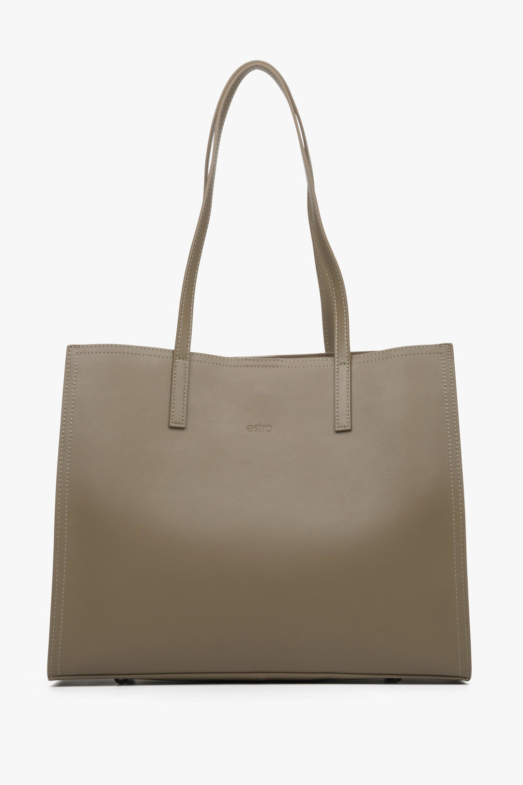 Women's Brown Shopper Bag made of Genuine Leather Estro ER00113773