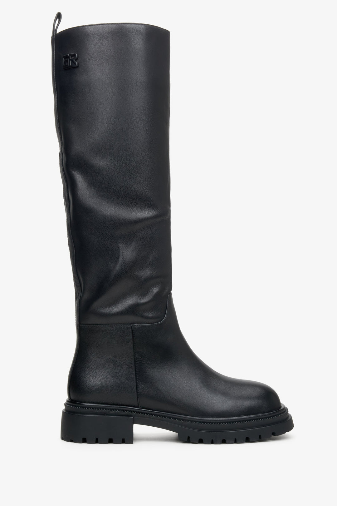 Women's Black Leather Winter Boots with Elastic Shaft Estro ER00114215.