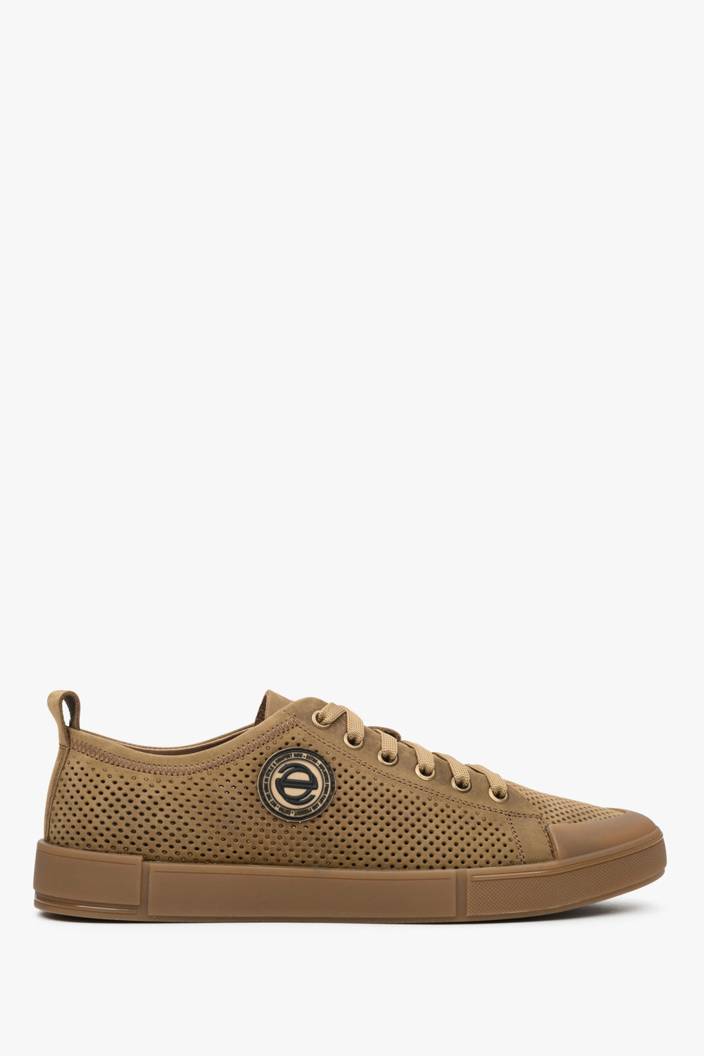 Men's Brown Sneakers made of Genuine Leather with Perforations Estro ER00112635.