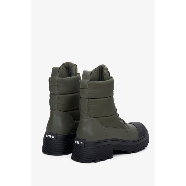 Green women's platform boots with the ES 8 logo.