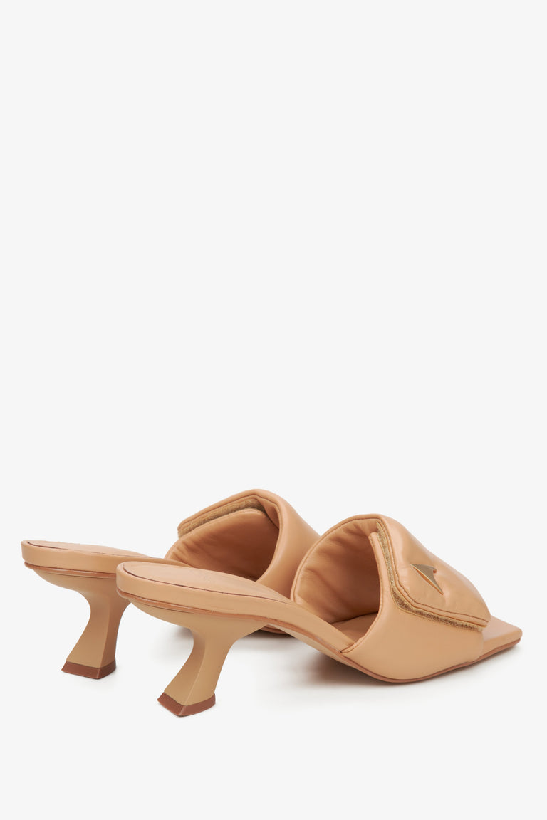 Estro Light Brown Slide Sandals with Funnel Heel for Women