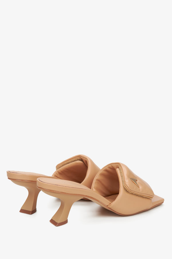 Estro Light Brown Slide Sandals with Funnel Heel for Women