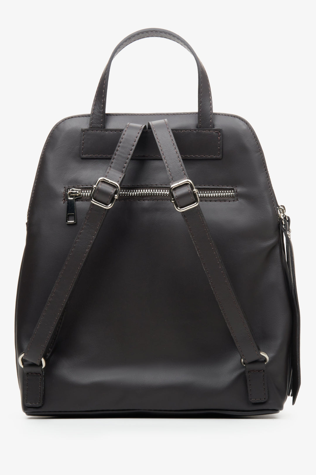 Women's dark brown leather backpack by Estro.