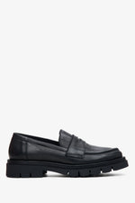 Women's Black Penny Loafers made of Italian Leather Estro ER00113605.