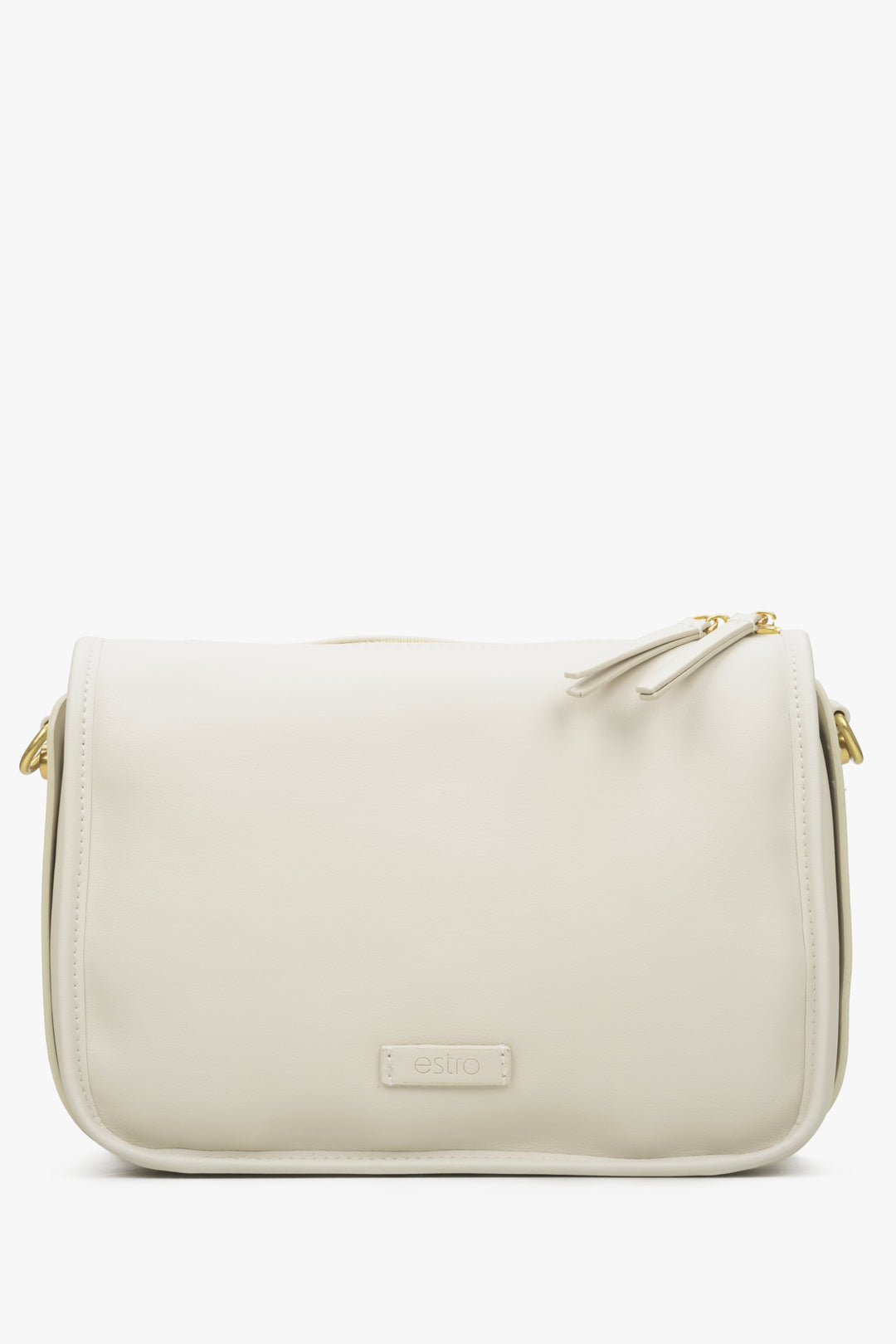 Estro women's light beige leather shoulder bag.