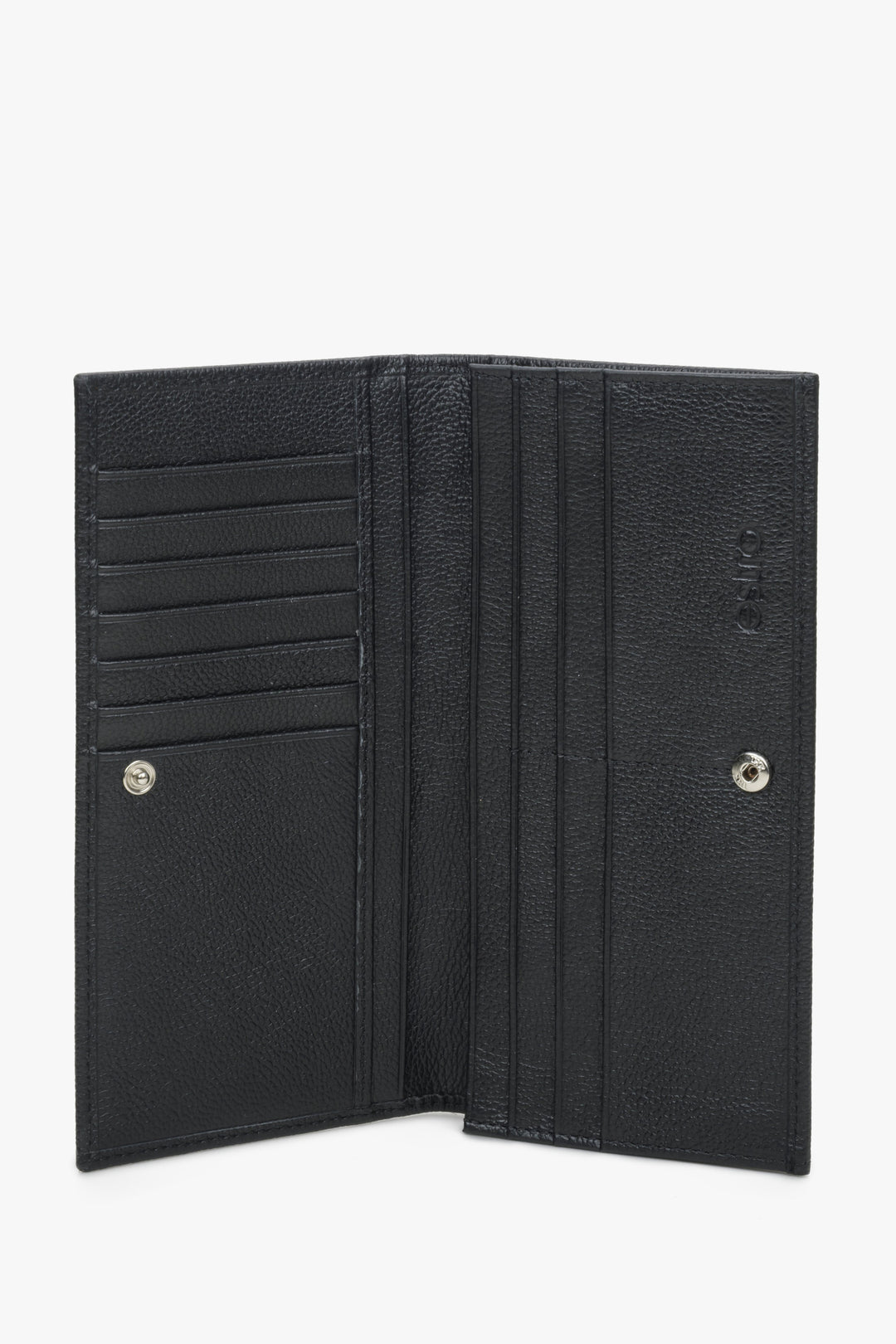 Estro men's compact black wallet - interior presentation.