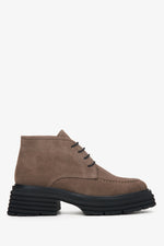 Women's Brown Low Top Boots made of Genuine Suede Estro ER00114039.