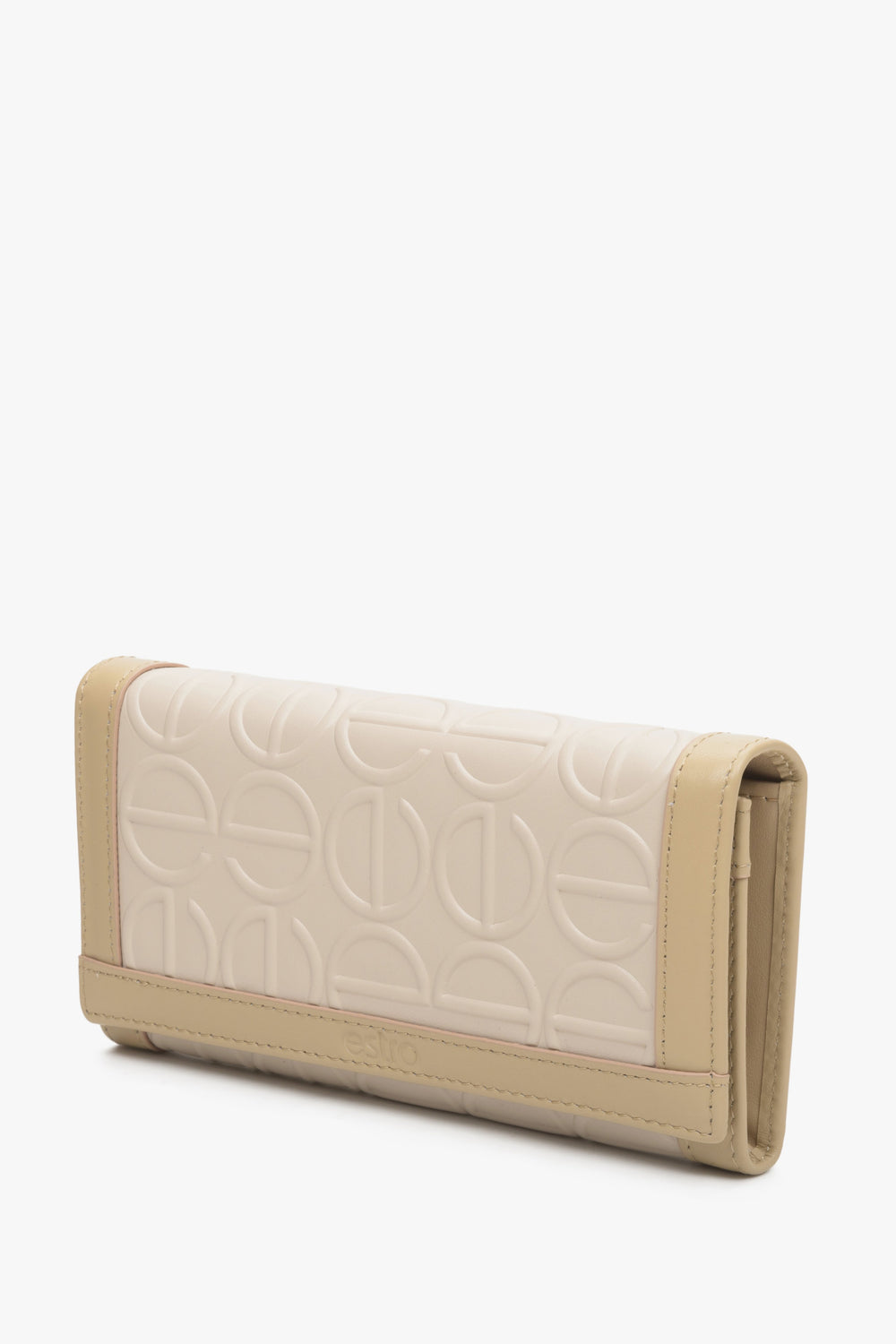 Large, beige women's leather wallet by Estro.