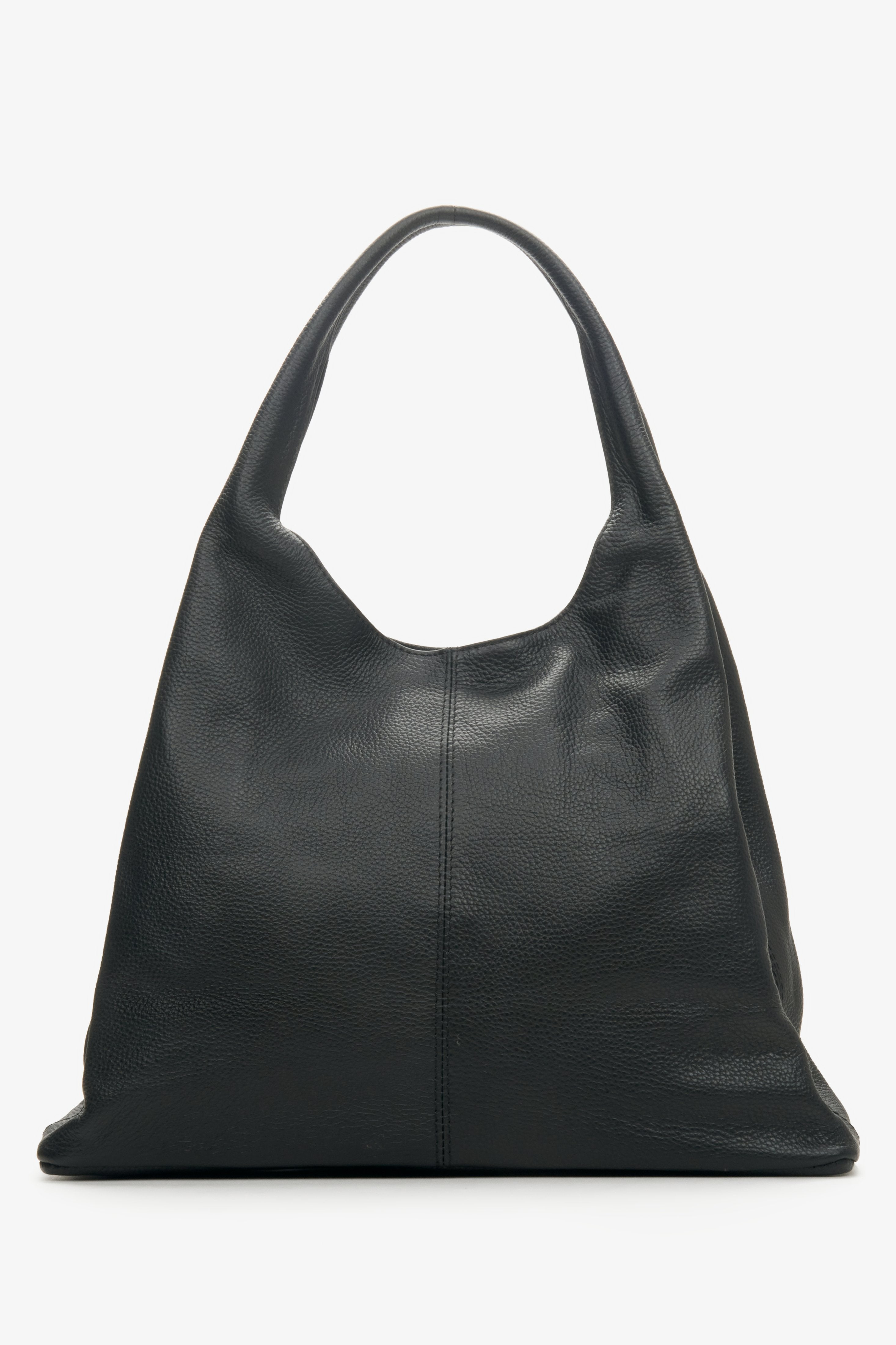 Women's Black Leather Shopper Bag Estro ER00114107