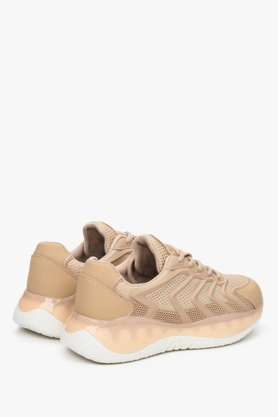 Women's beige sneakers with a chunky white sole by ES 8.