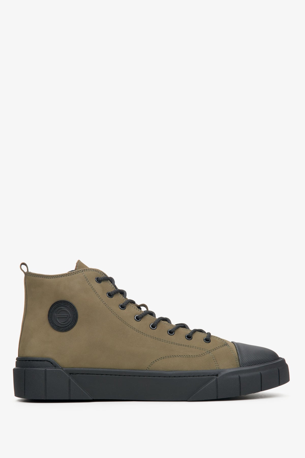 Men's Dark Green High-top Sneakers made of Nubuck for Winter Estro ER00113913.