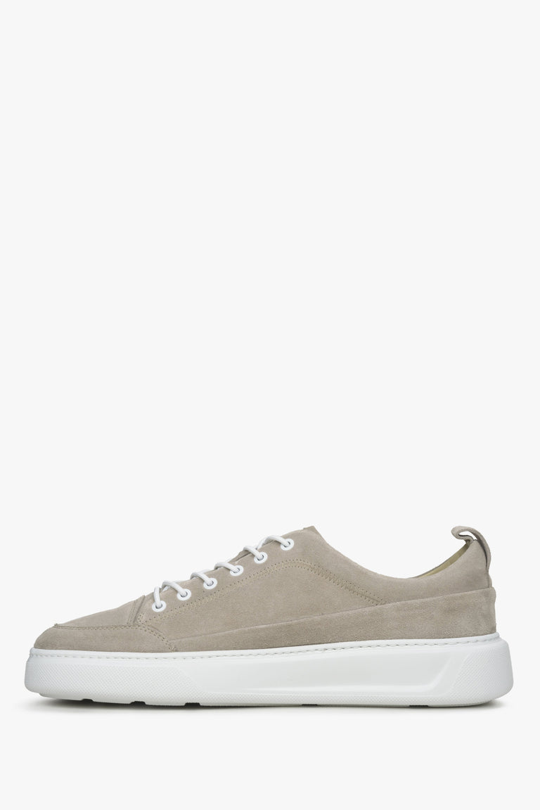 Estro men's velour sneakers in grey colour - shoe profile.