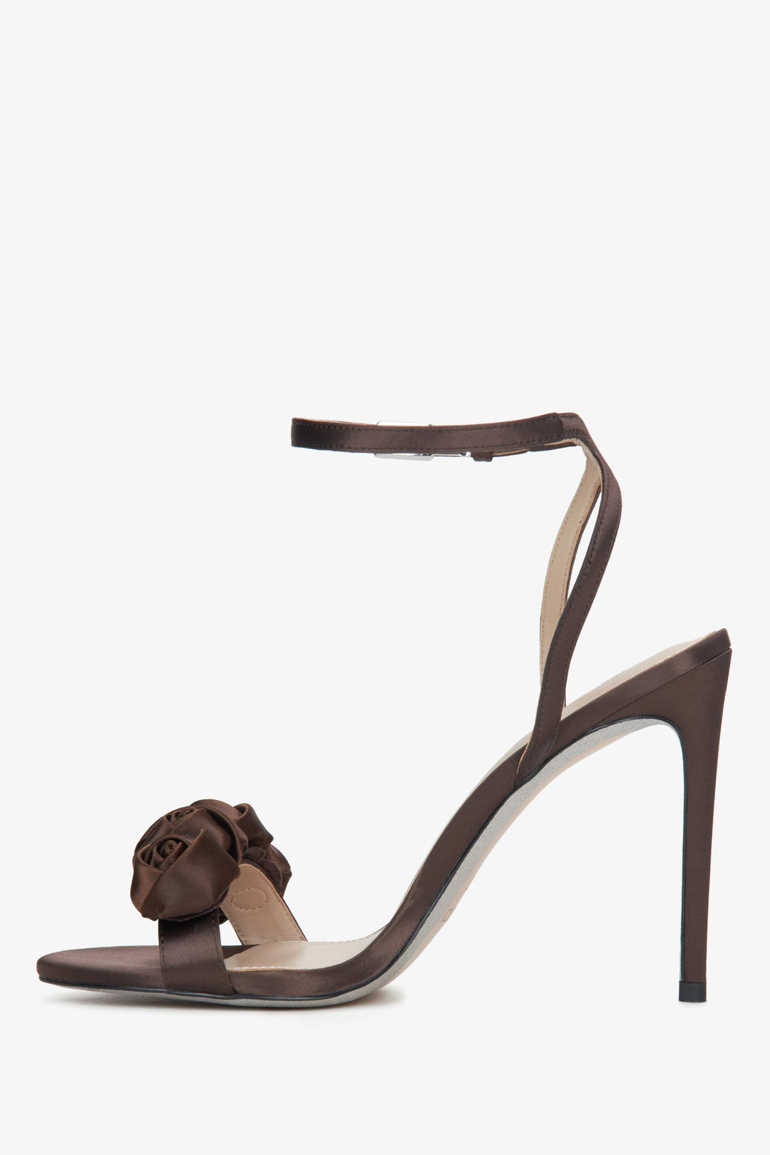 Estro women's dark brown high heel sandals - shoe profile.