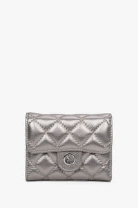 Women's Tri-Fold Small Silver Wallet with Decorative Embossing Estro ER00114476.