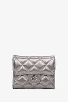 Women's Tri-Fold Small Silver Wallet with Decorative Embossing Estro ER00114476.