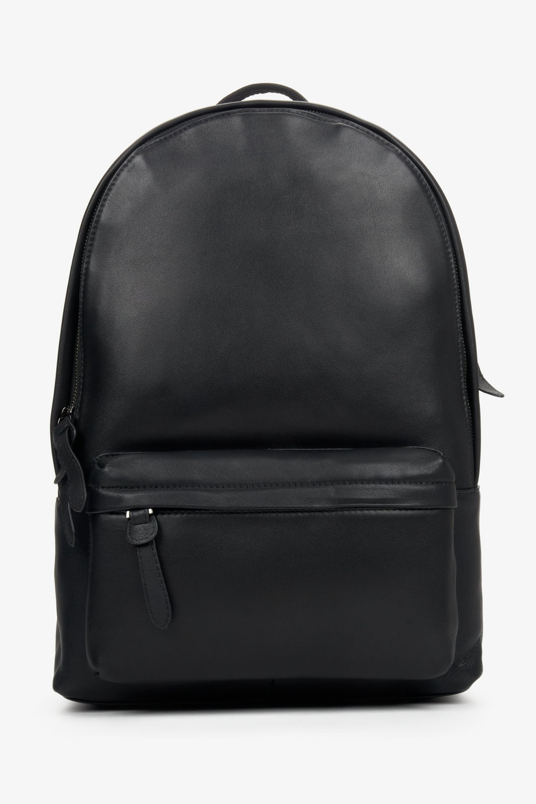 Men's Black Backpack made of Genuine Leather with Wide Shoulder Straps Estro ER00104455.