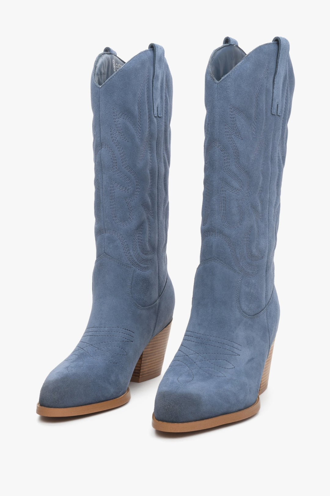 Women's High Blue Cowboy Boots made of Genuine Velour Estro ER00113888.